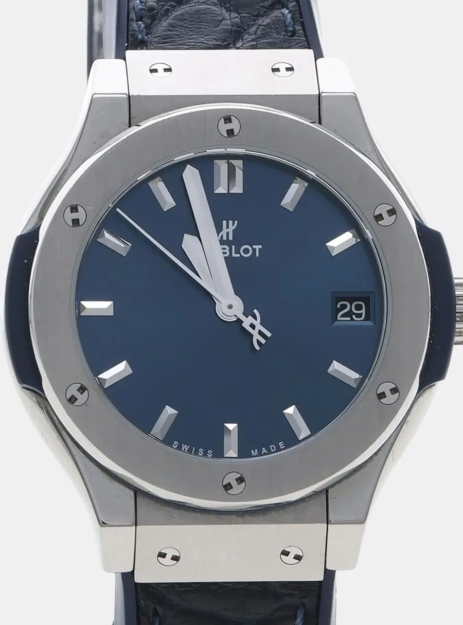 Hublot Classic Fusion Blue Titanium Quartz Women's Wristwatch 33 mm