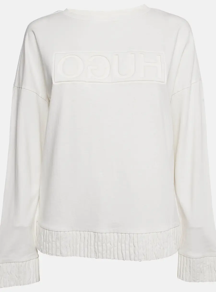 Hugo Boss Off-White Cotton HD Effect Logo Detail Sweatshirt M