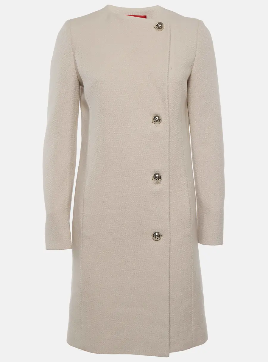 Hugo Boss Beige Wool Blend Asymmetric Mesila Coat S