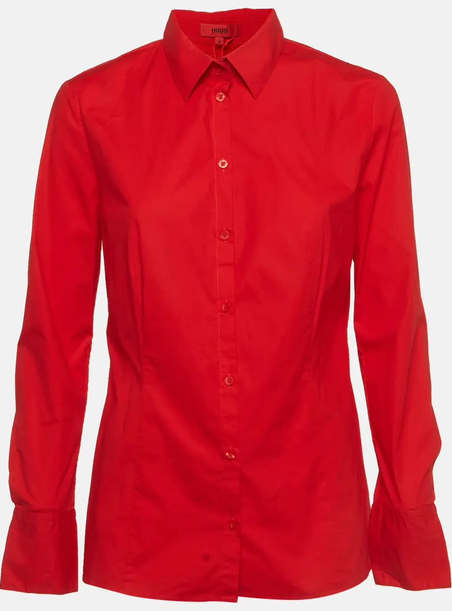 Hugo Boss Red Cotton Long Sleeve Shirt S