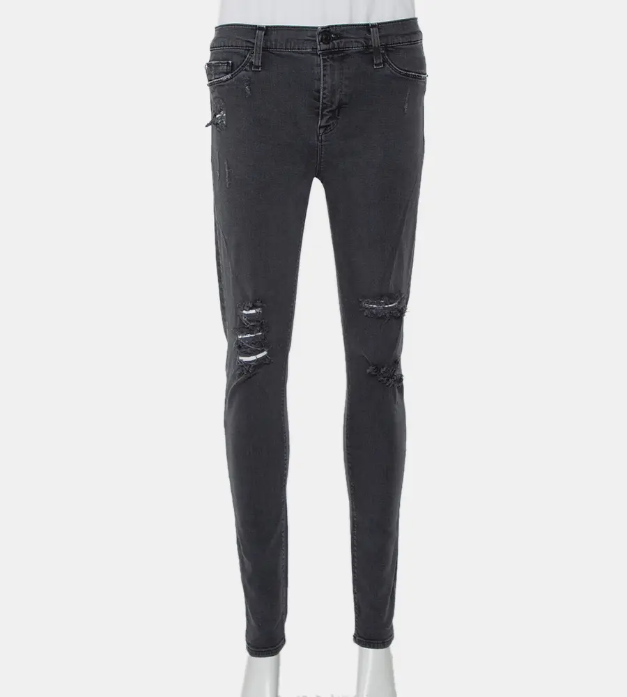 Hudson Dark Grey Denim Distressed Super Skinny Nico Jeans M