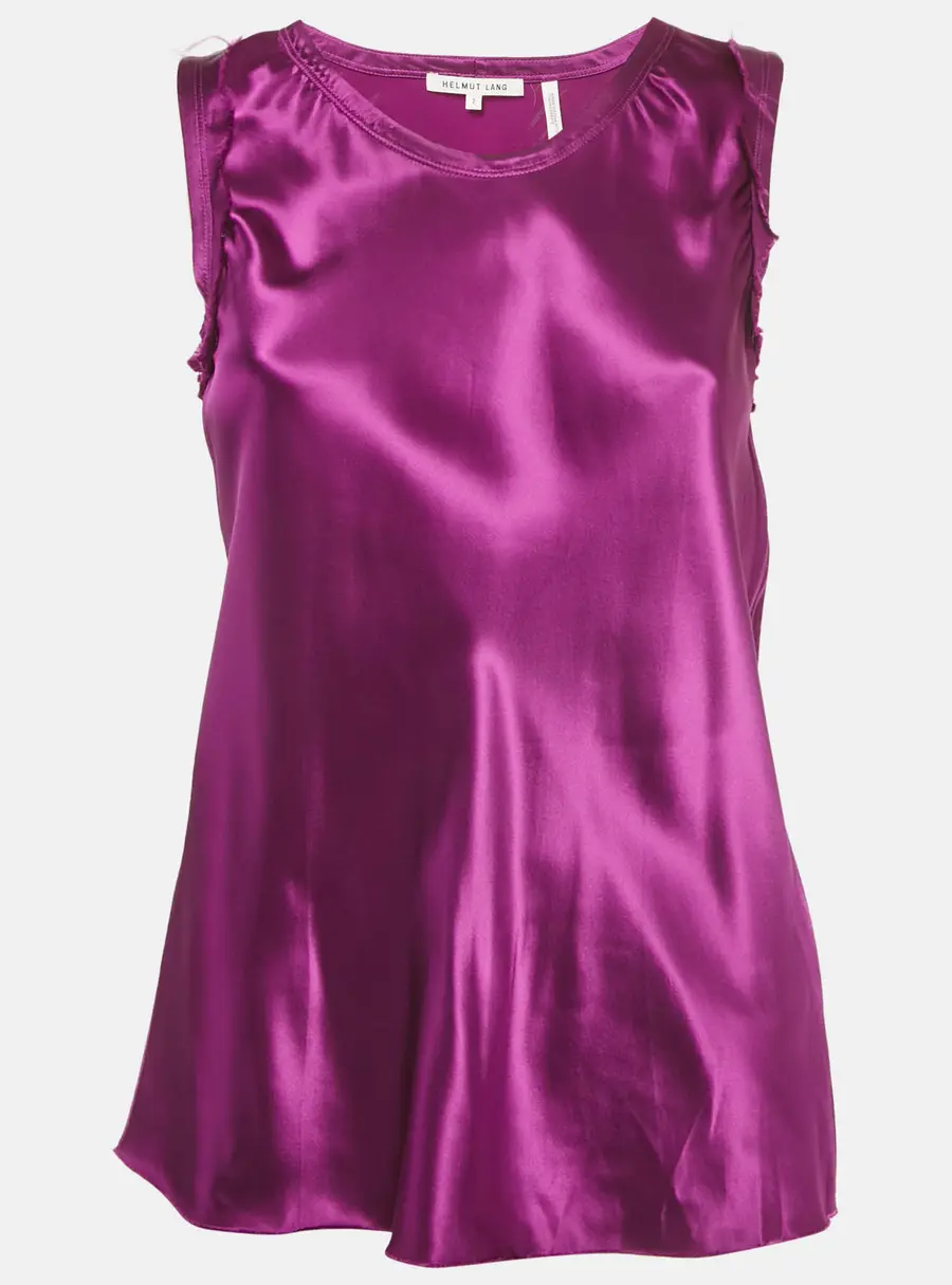 Helmut Lang Ultra Violet Satin Raw Detail Sleeveless Top S