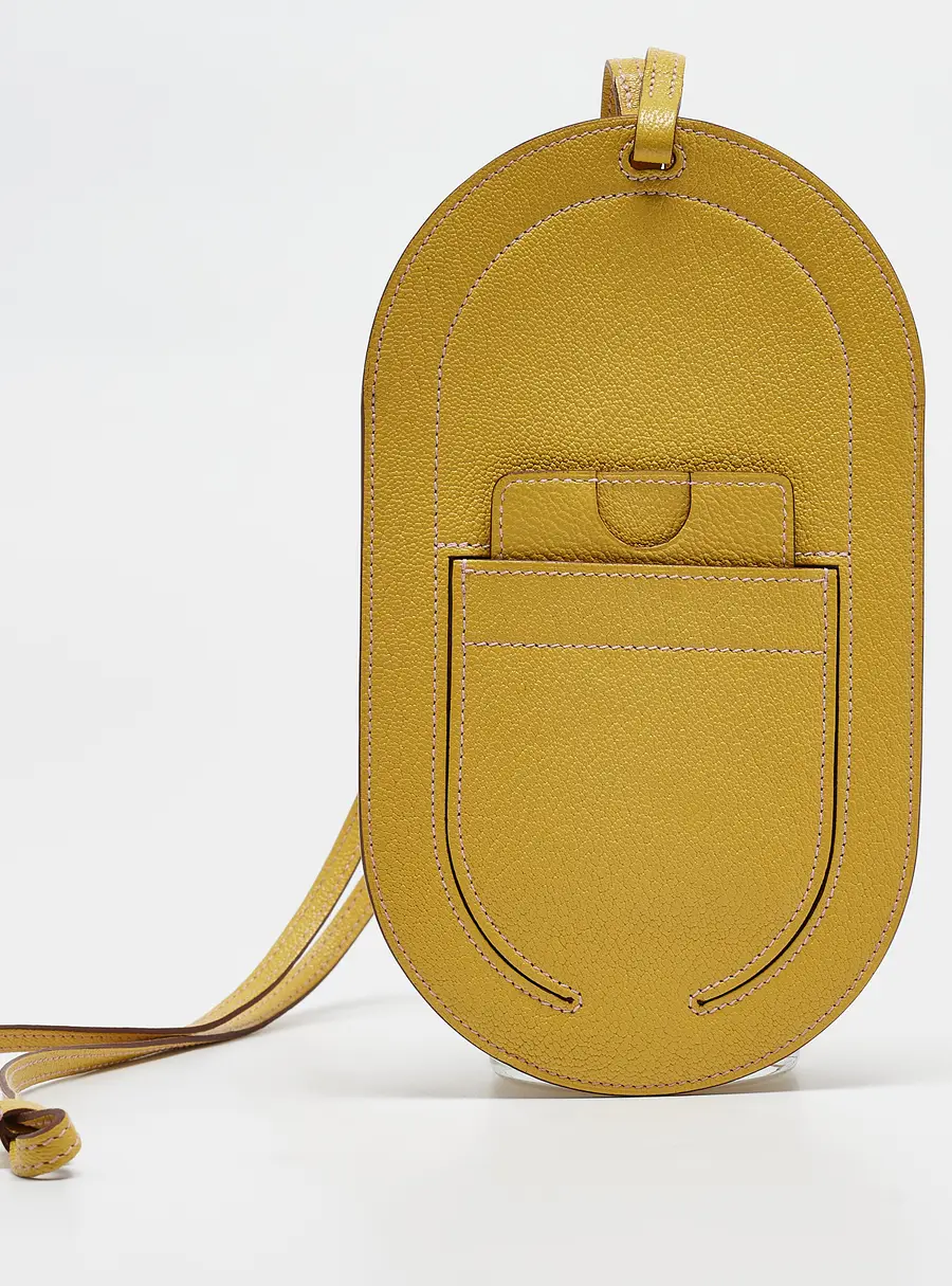 Hermes Lime Chevre Mysore Leather In-the-Loop Phone To Go GM Case