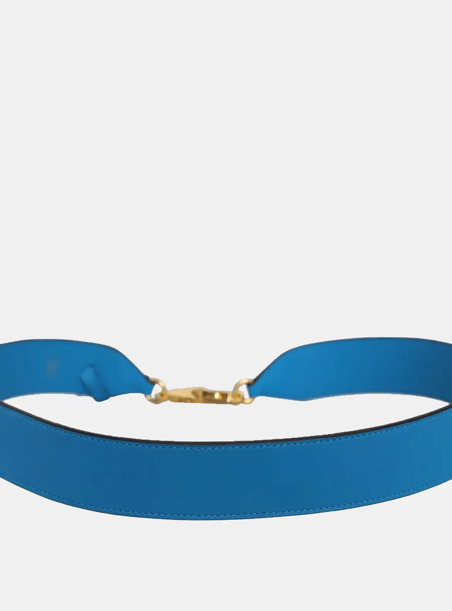 Hermes Blue Zanzibar Swift Leather Swift Etiquette Bag Strap