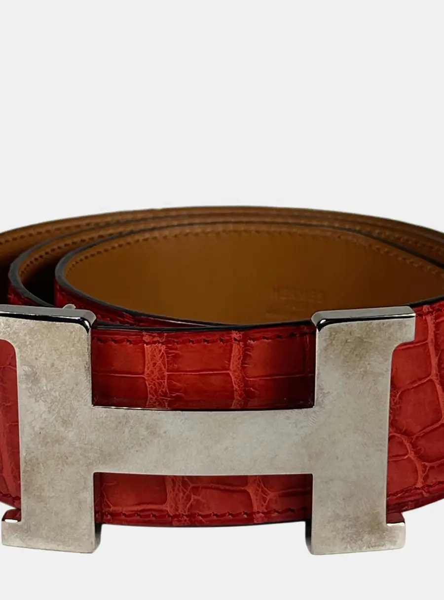 Hermes Crocodile Leather H Constance Belt