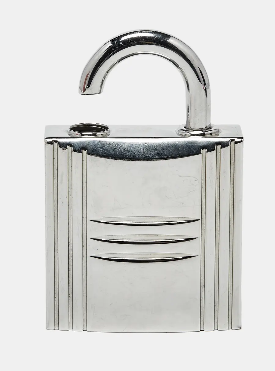 Herm&egrave;s Padlock Silver Tone Refillable Parfum Bag Charm