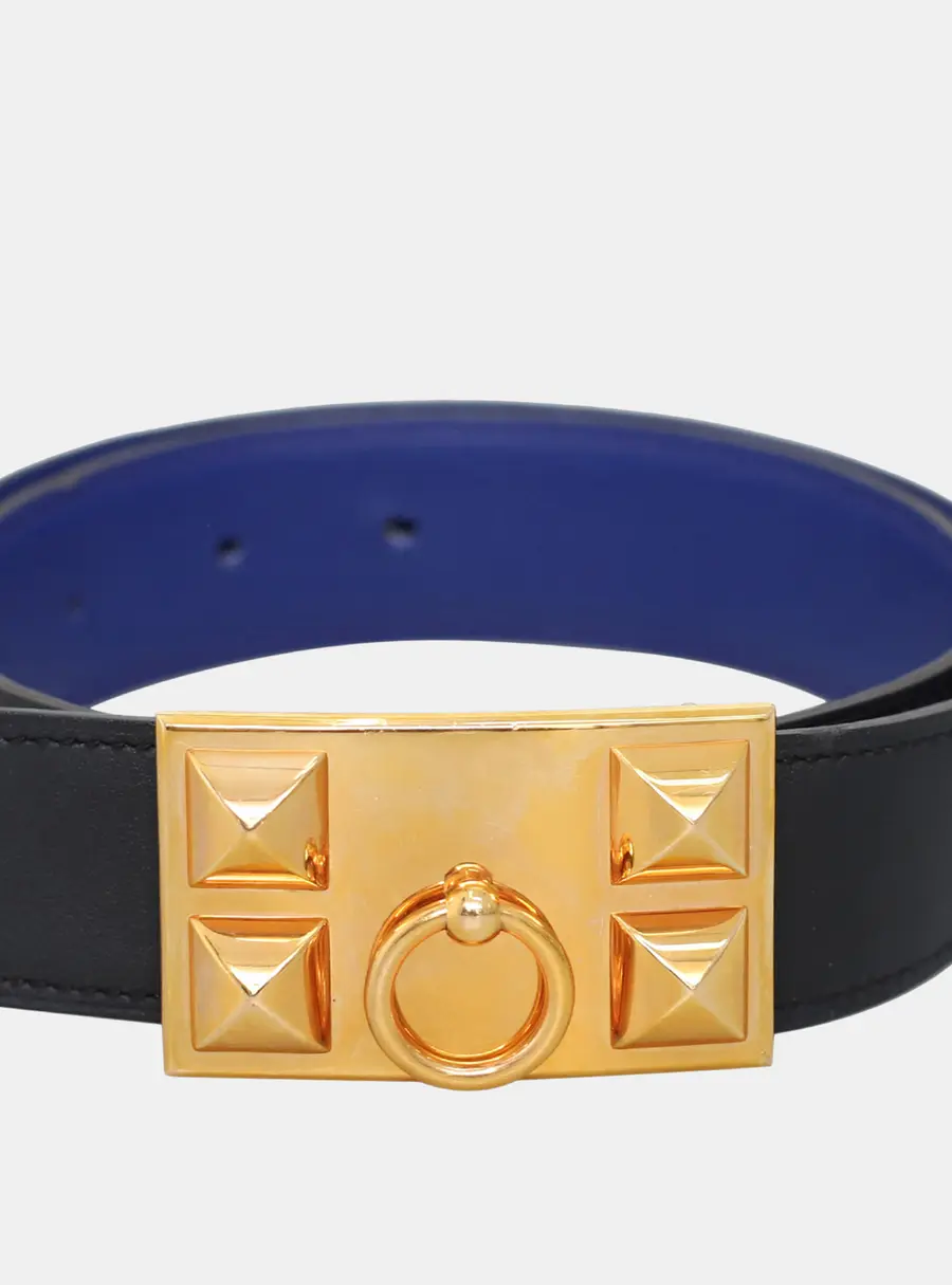 Hermes Reversible Leather Belt With Collier de Chien Buckle