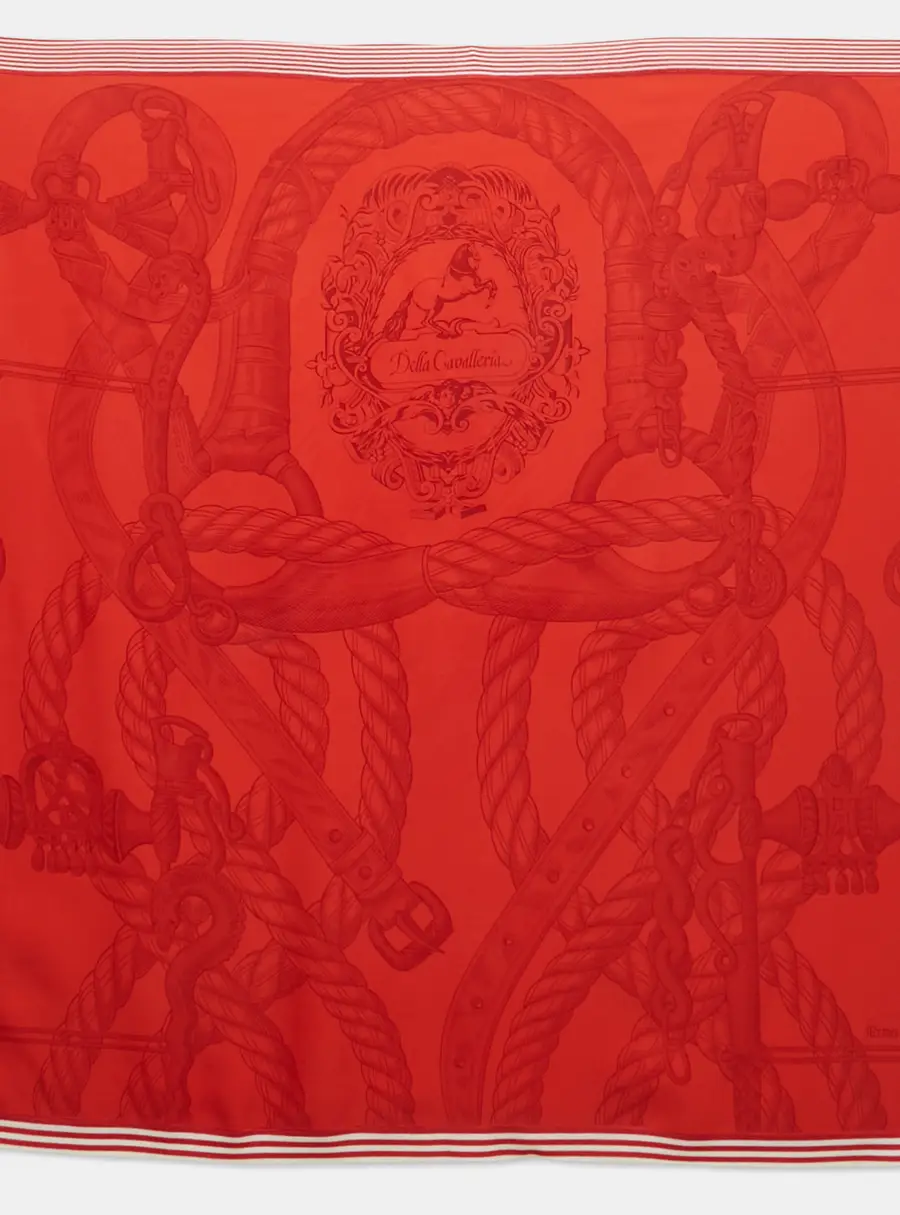 Hermès Red Silk Della Cavalleria Scarf