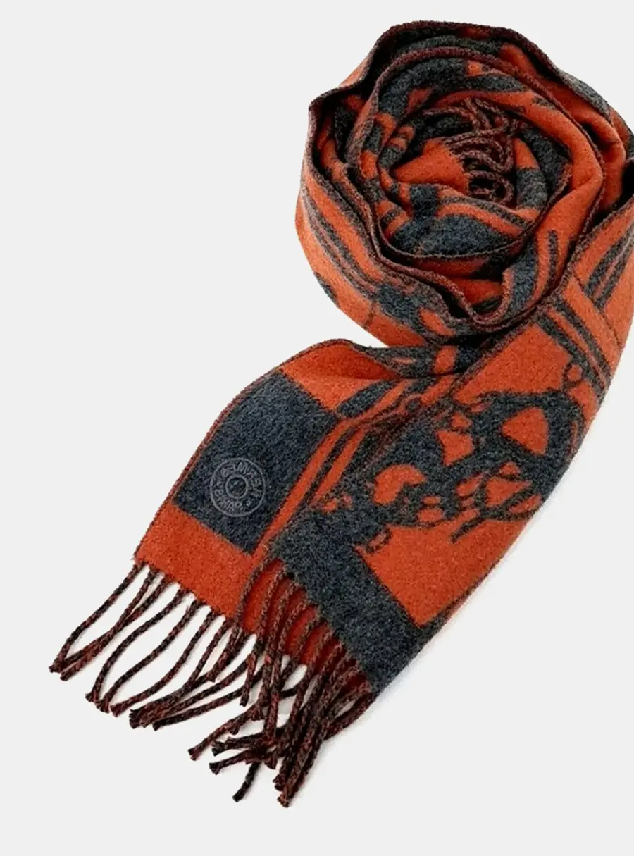 Hermes Grey, Orange Cashmere Muffler