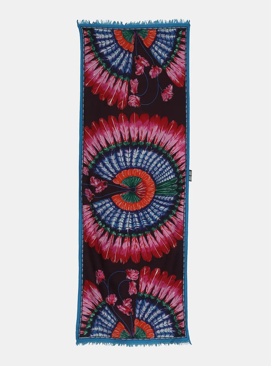 Hermes Multicolor Silk Fringe Scarf