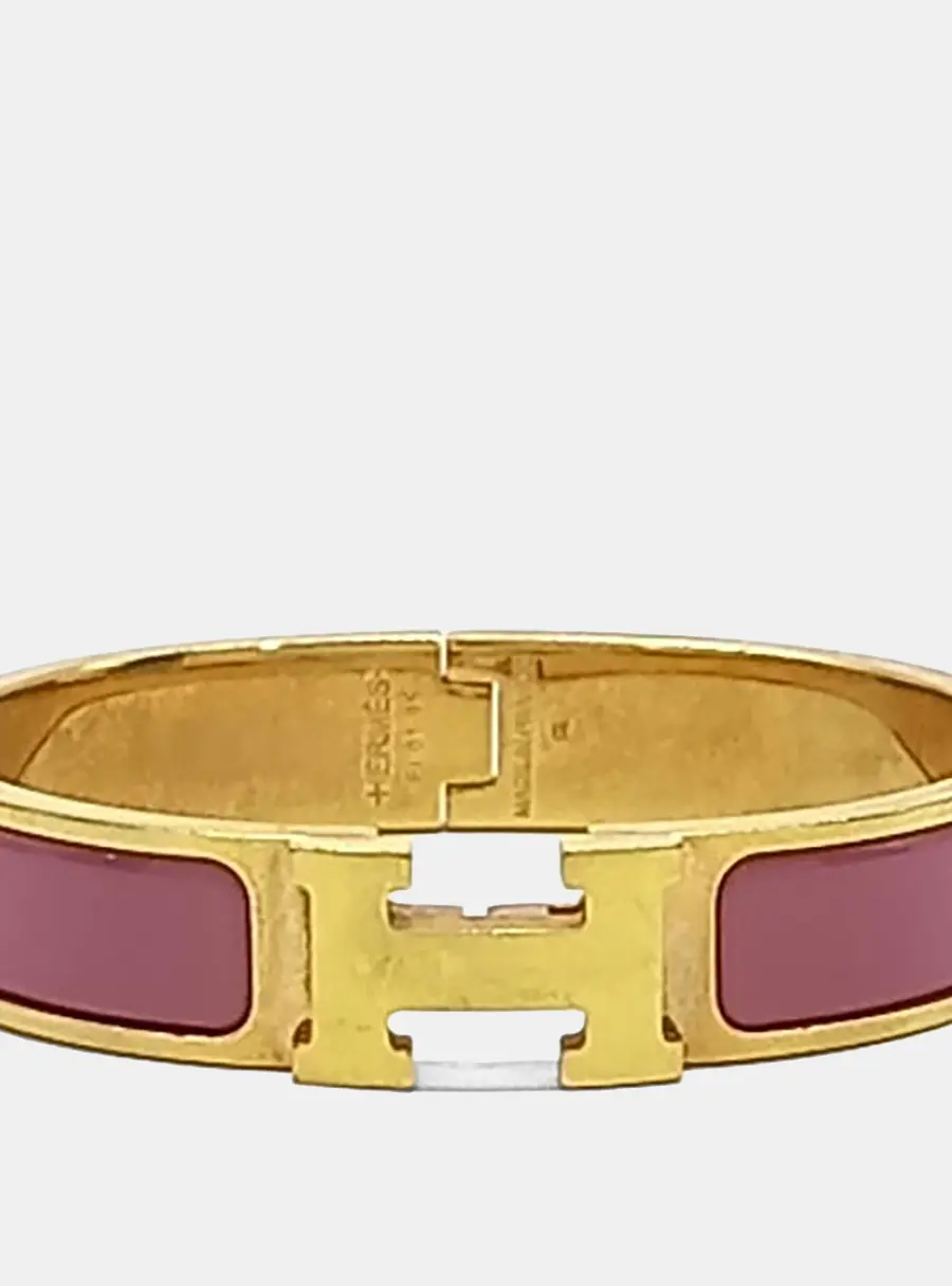 Hermes Gold Plated Enamel Clickash