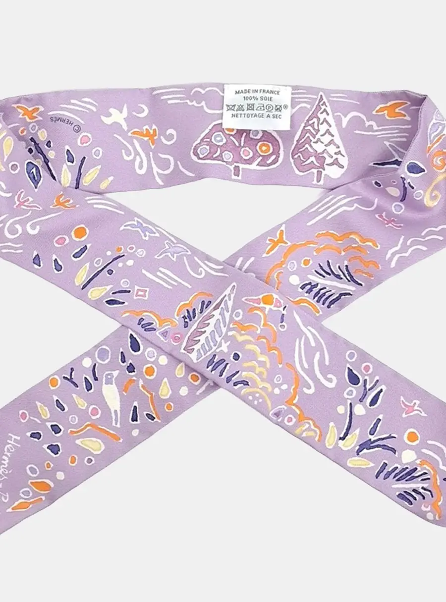 Hermes Purple Silk Twilly
