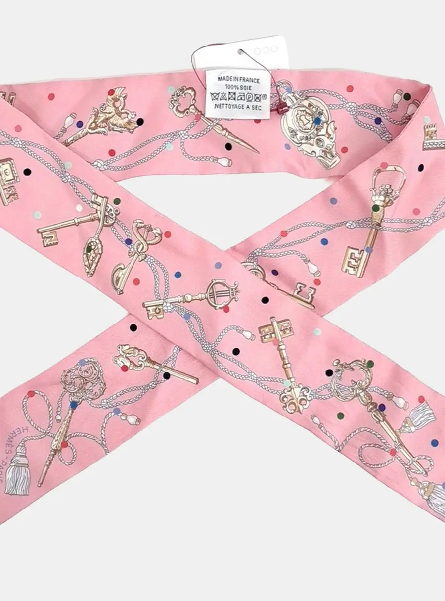 Hermes Pink Dot Silk Scarf
