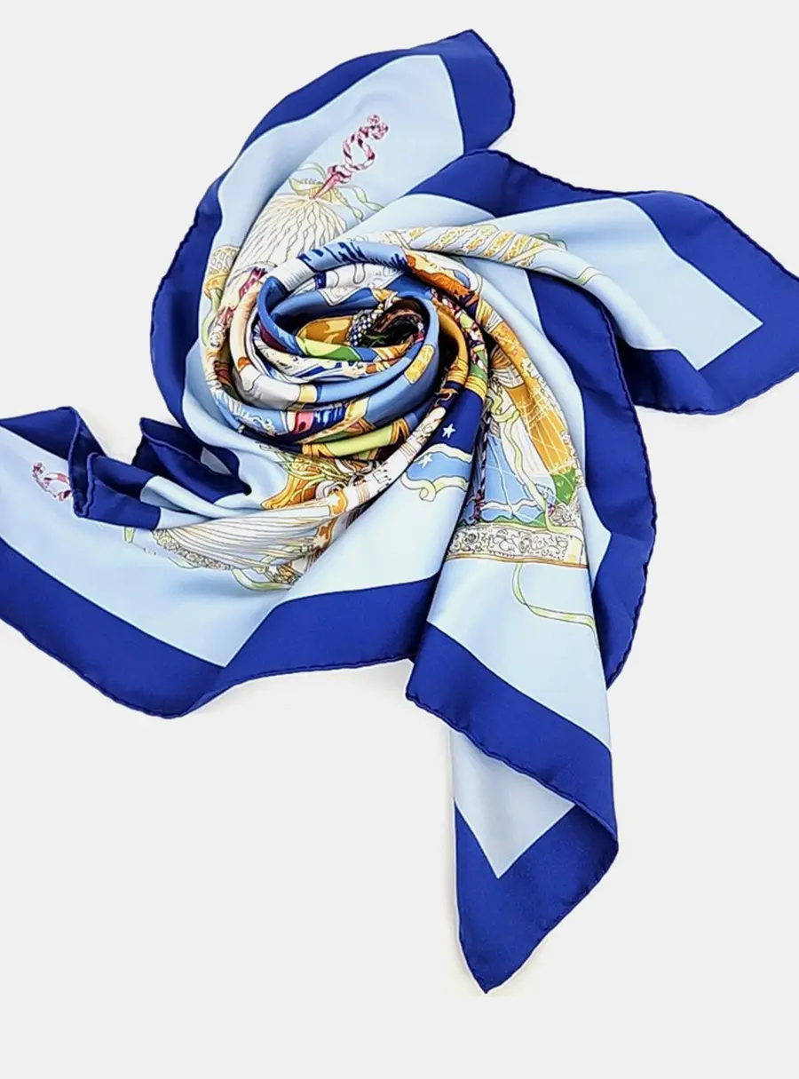 Hermes Blue Silk Scarf