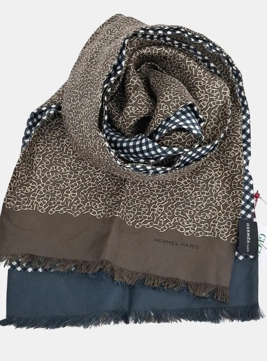 Hermes Brown Silk Scarf