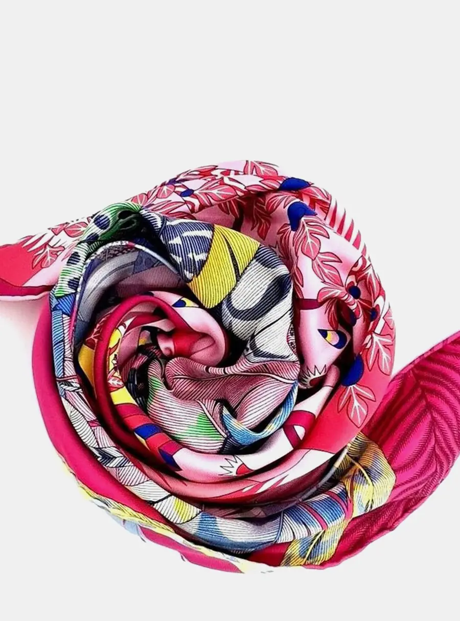 Hermes Silk Pink Multicolor Scarf