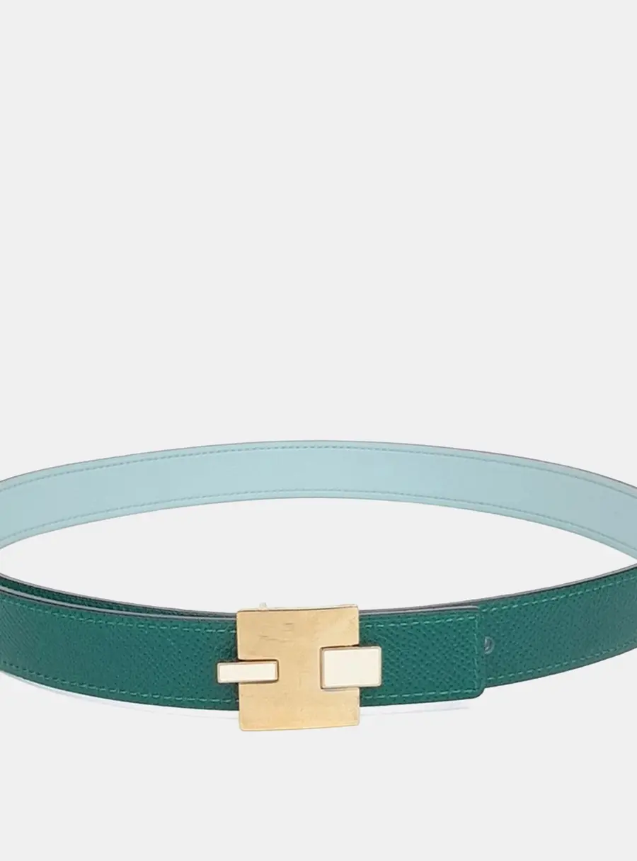 Hermes Leather Green reversible belt (A)