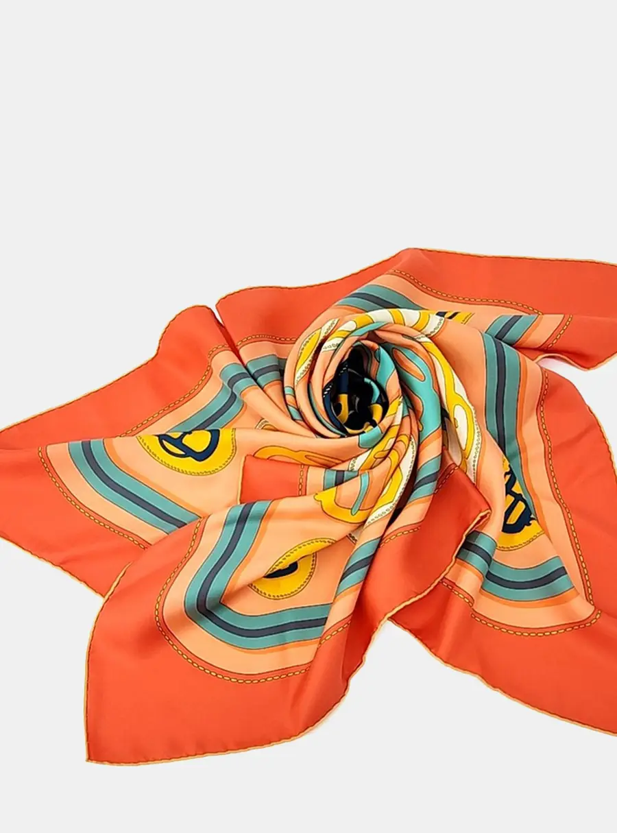 Hermes Multicolor/Orange Silk Scarf