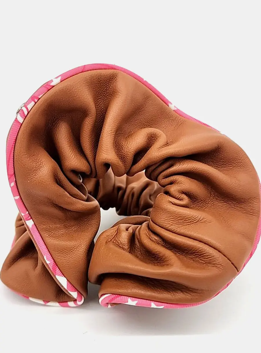 Hermes Brown Leather Scrunchie