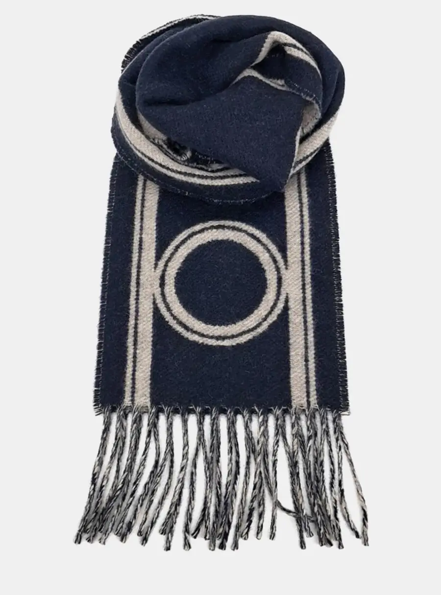 Hermes Beige, Navy Blue Cashmere Muffler