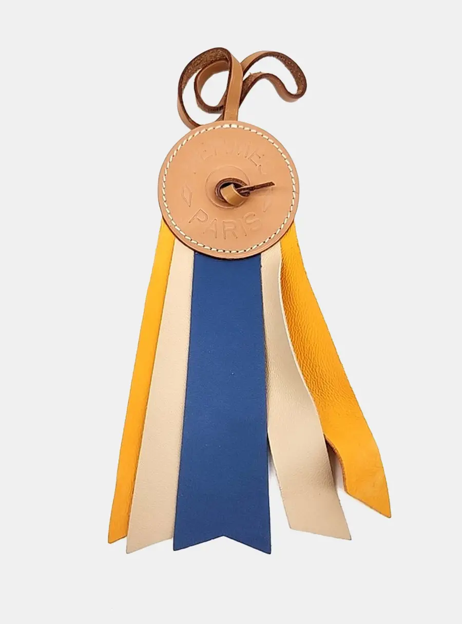 Hermes Paddock Plot Beige, Blue, Orange Leather Bag Charm