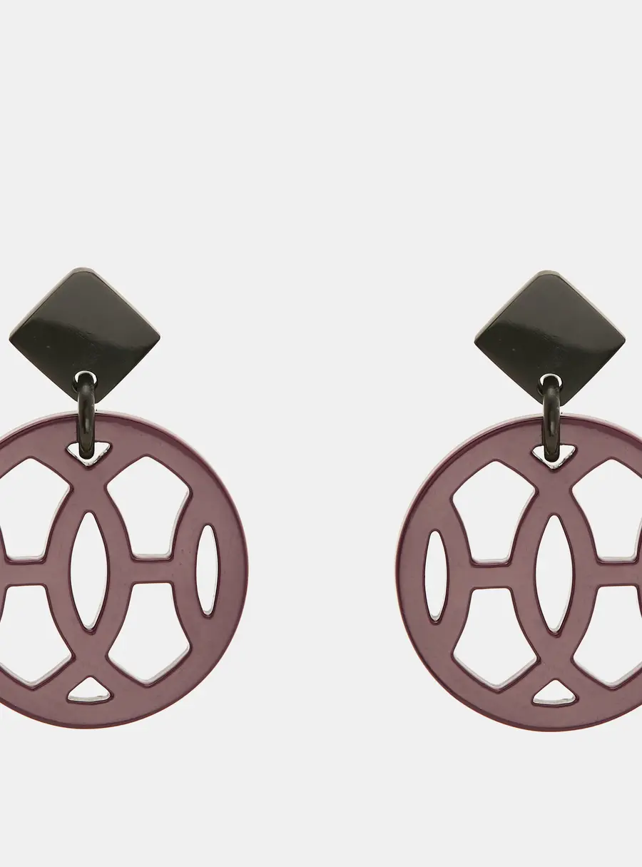 Hermes Buffalo Horn Silver Tone Earrings