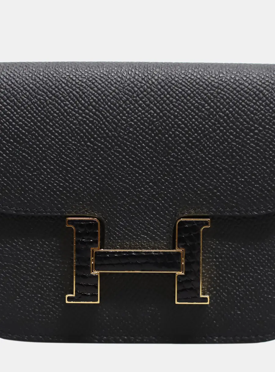 Hermes Constance Slim Black Epsom Leather Wallet Bag