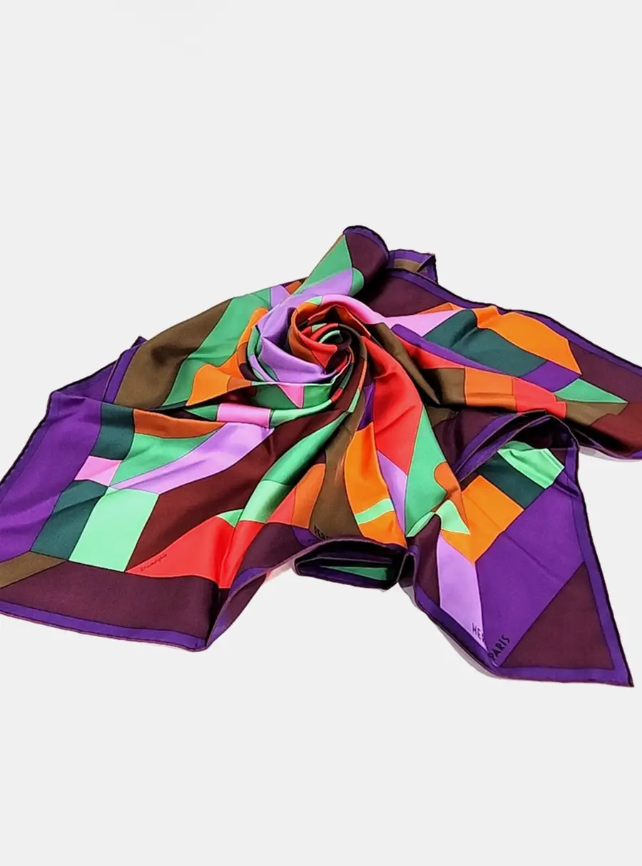 Hermes Perspective Cavalière Multicolor Silk Scarf