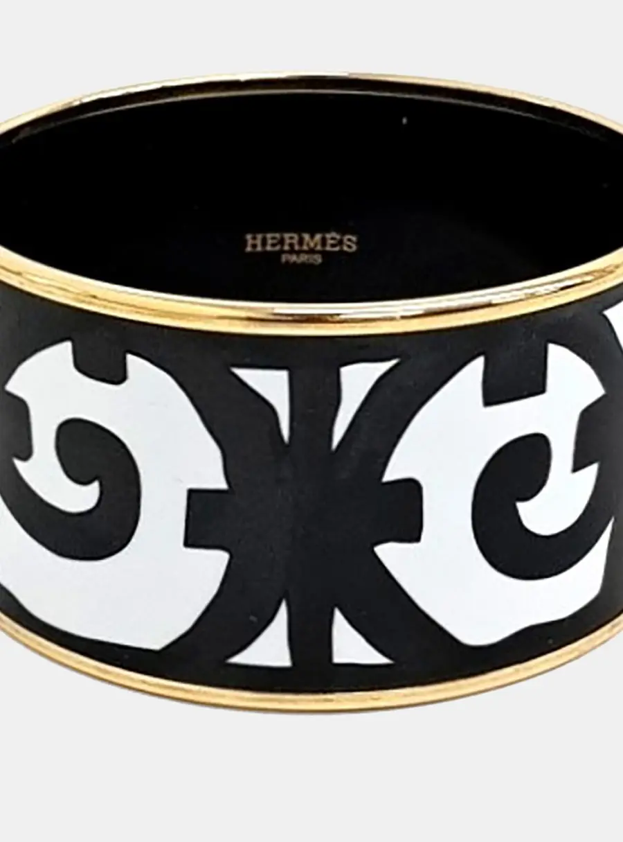 Hermes Balcon du Guadalquivir Cuff Bracelet Gold Tone Metal Bangle