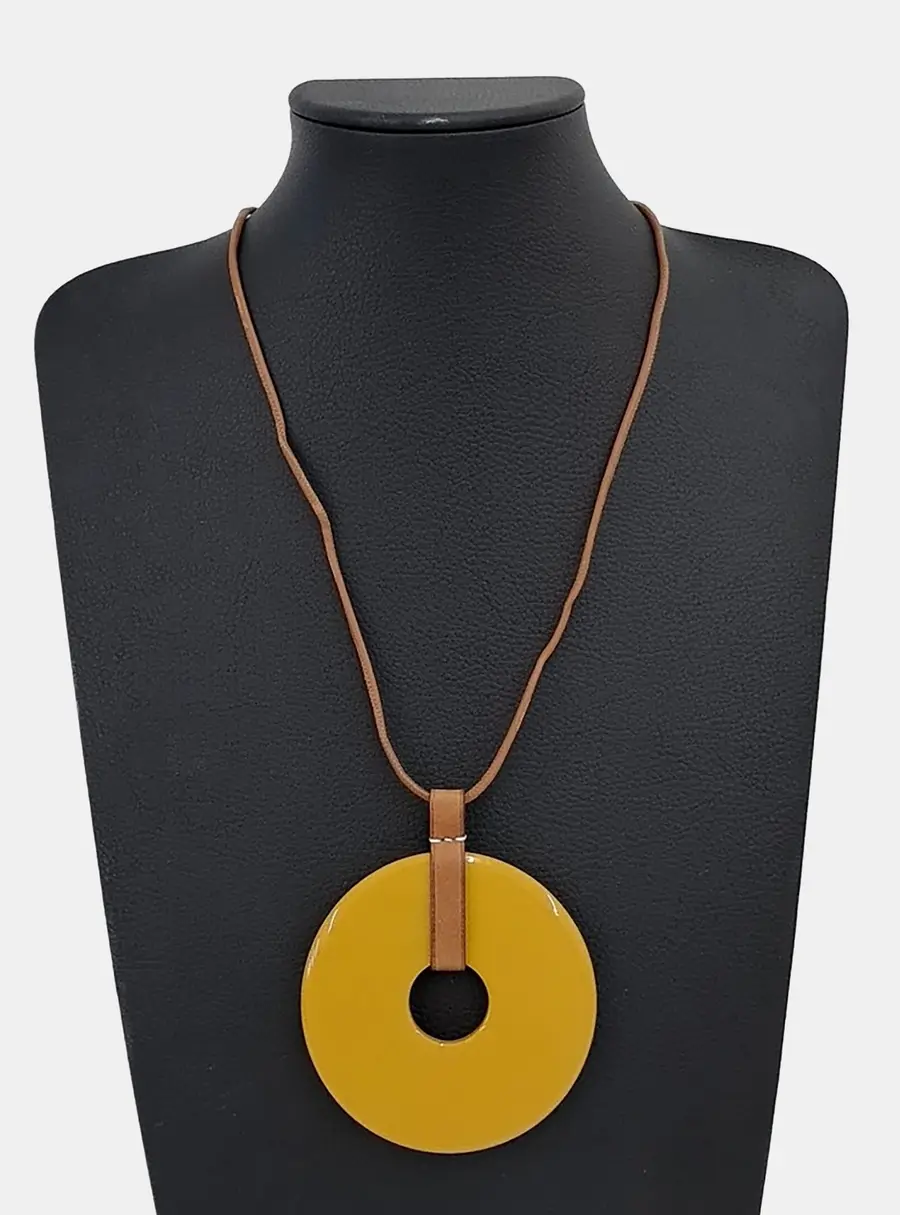 Hermes Brown, Orange Horn Necklace