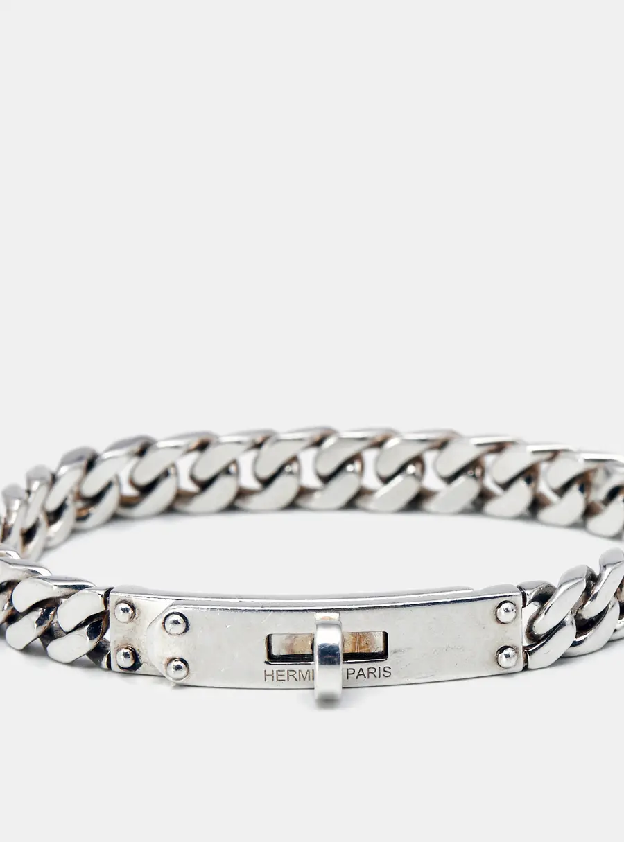 Herm&egrave;s Kelly Gourmetter Sterling Silver Very Small Model Bracelet XS