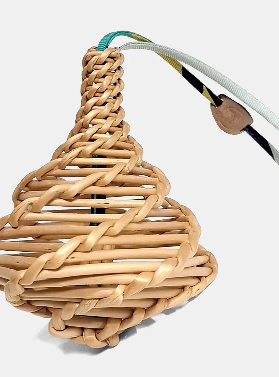 Hermes Boule de Noel Tree Beige Raffia Charm