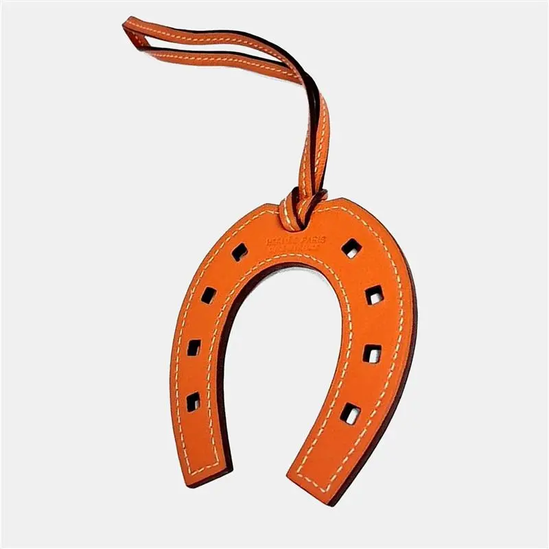 Hermes Orange Leather Horseshoe Bag Charm