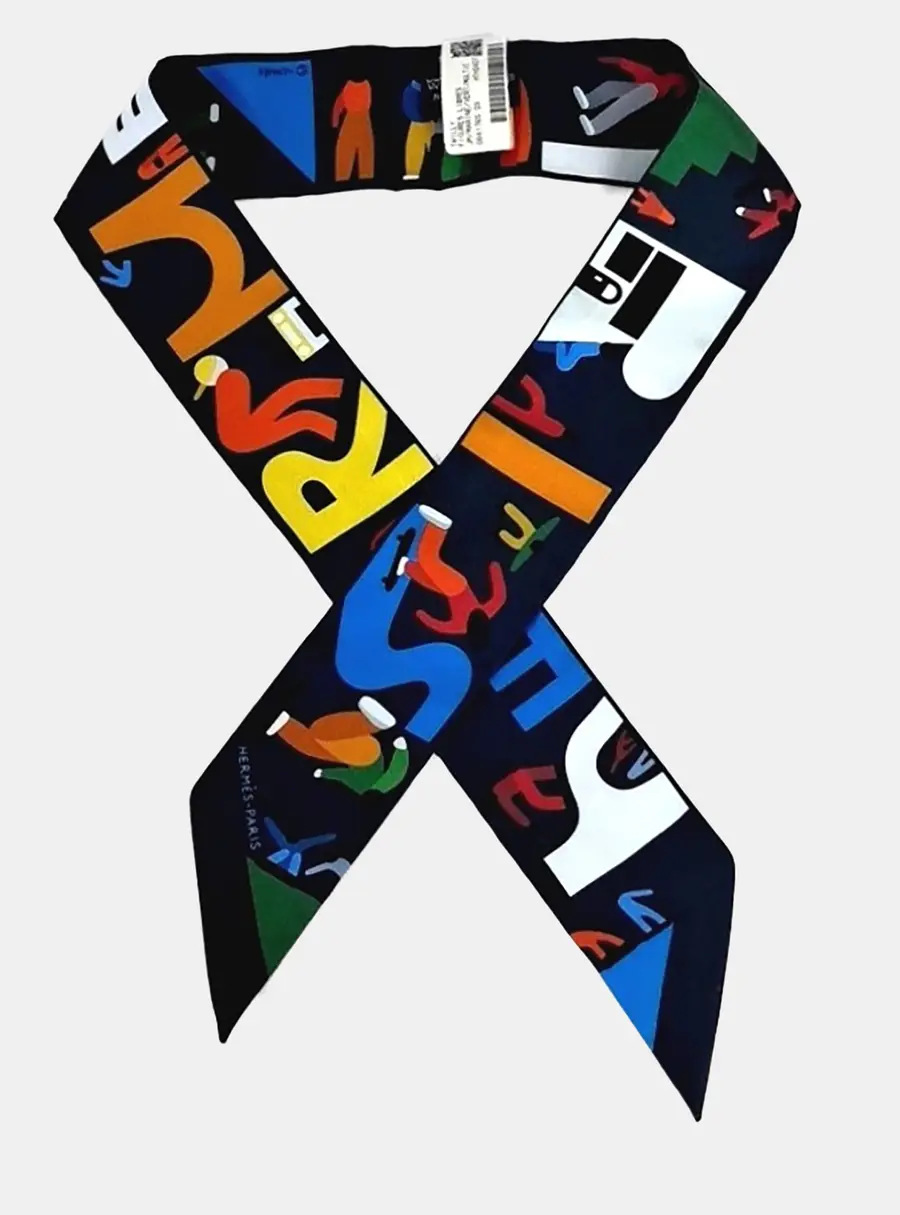 Hermes Figures Libres Multicolor Silk Twilly Scarf