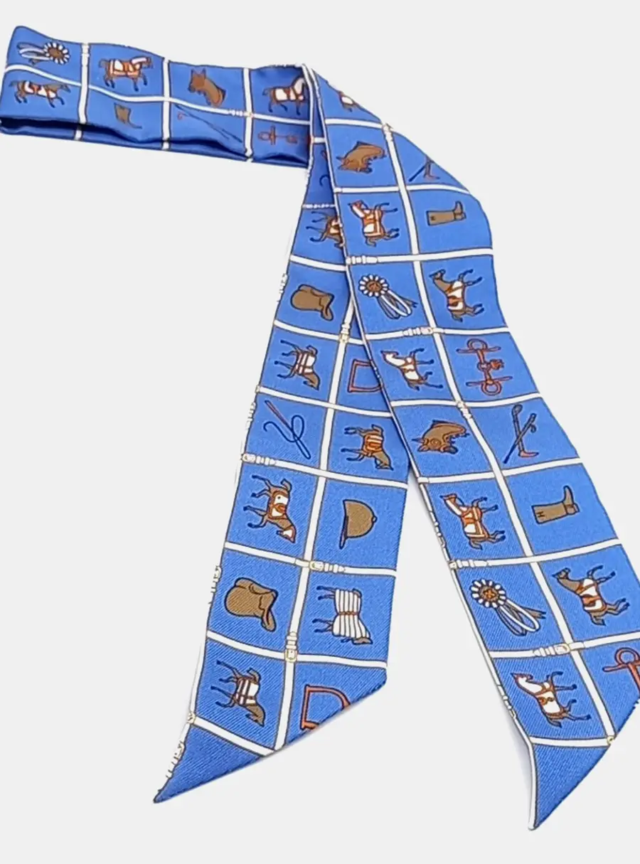 Hermes Silk Blue Twilly Scarf