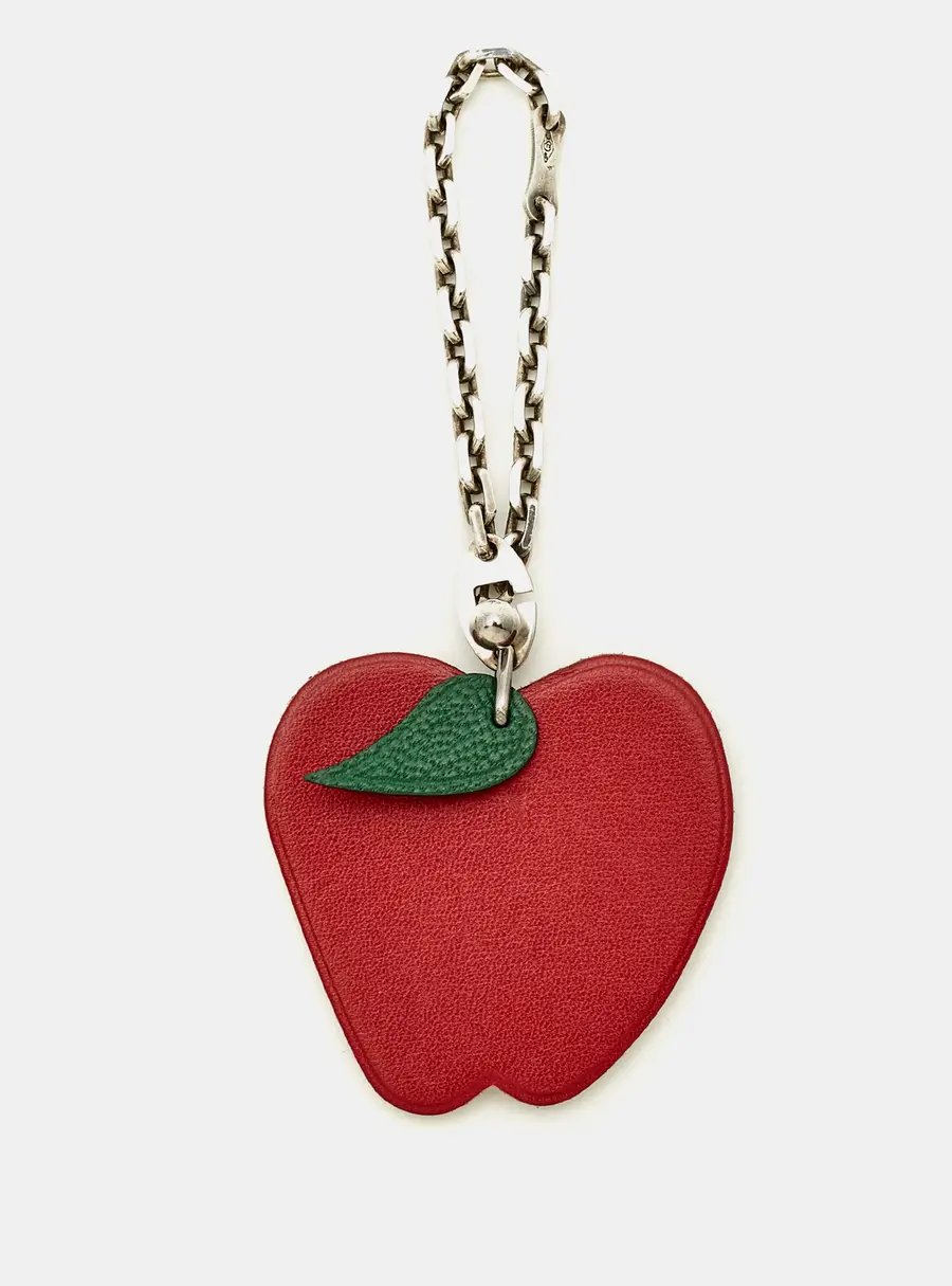 Hermes Apple and Leaf Bag Charm Red/Green Leather