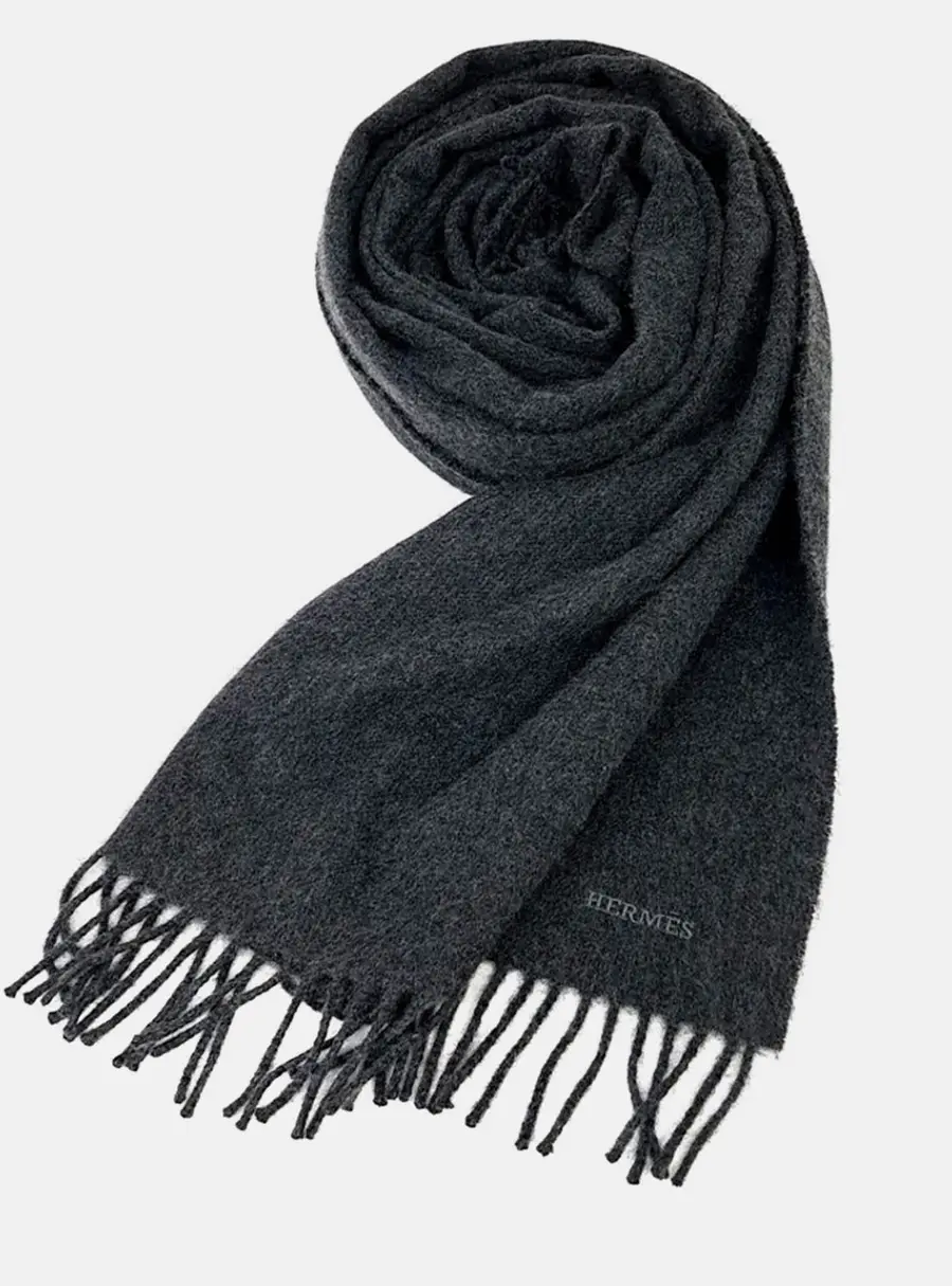 Hermes Grey  Cashmere Scarf
