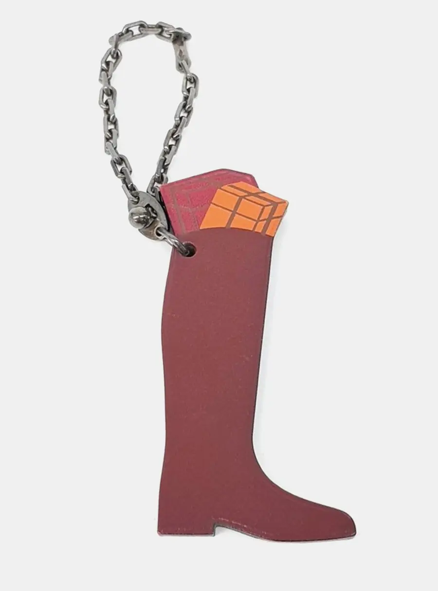 Hermes Pink Leather Boot Bag Charm