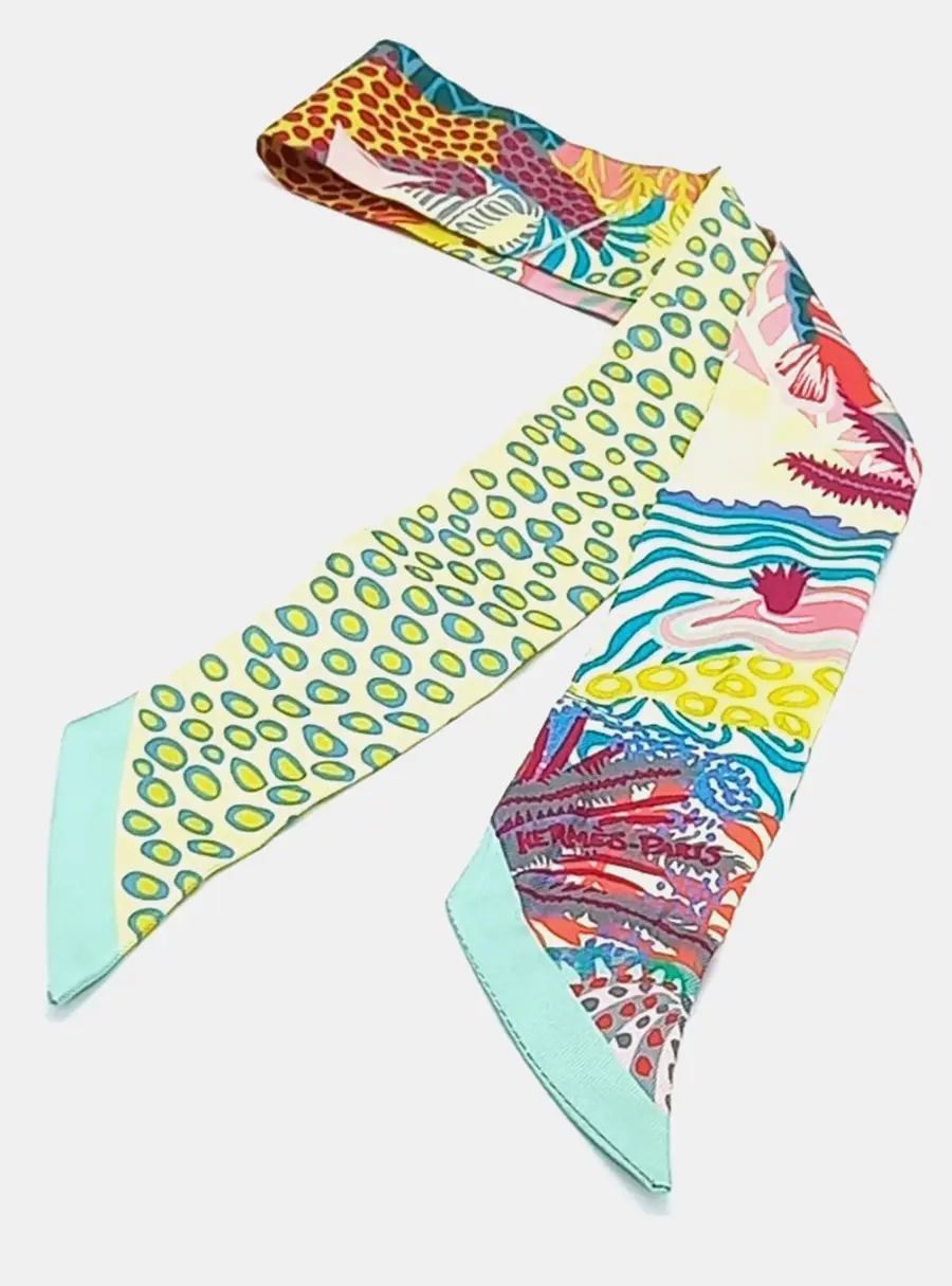 Hermes Under The Waves Multicolor Silk Twilly Scarf