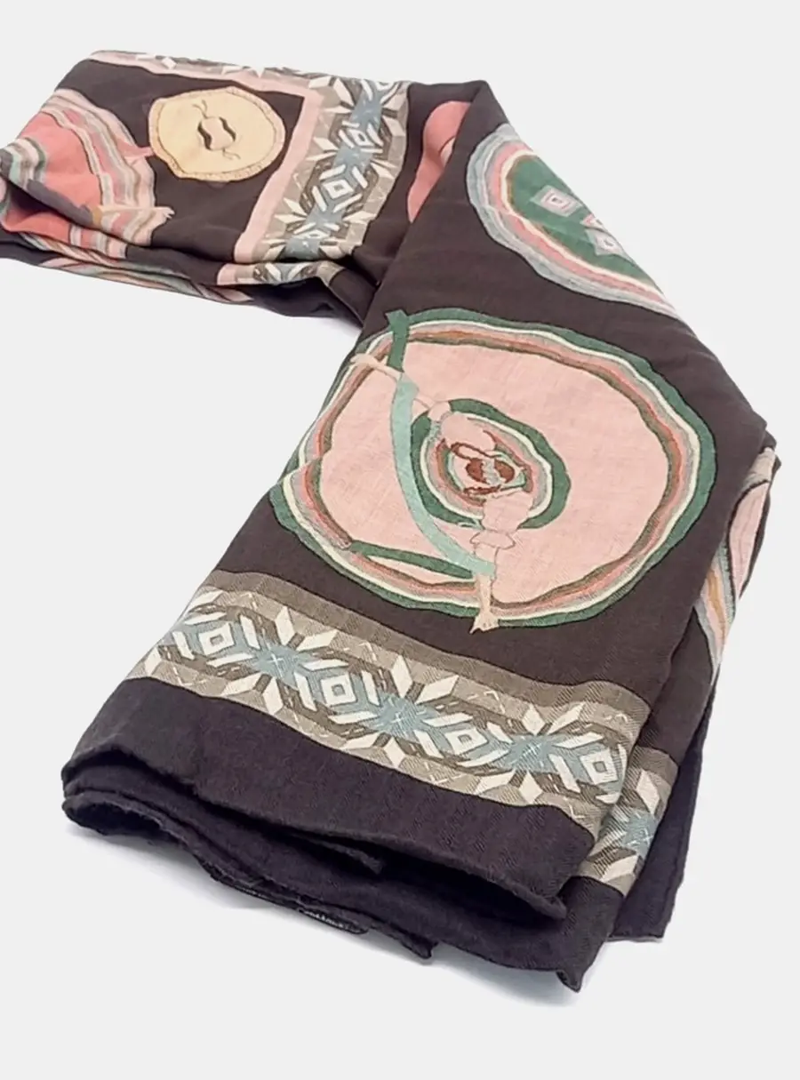 Hermes Belles du Mexique Brown Cashmere, Silk Shawl and Scarf