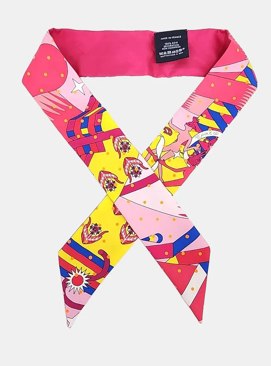 Herm&egrave;s Pink Multicolor Twilly Scarf