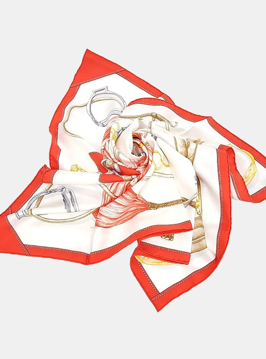 Herm&egrave;s Red White Silk carf