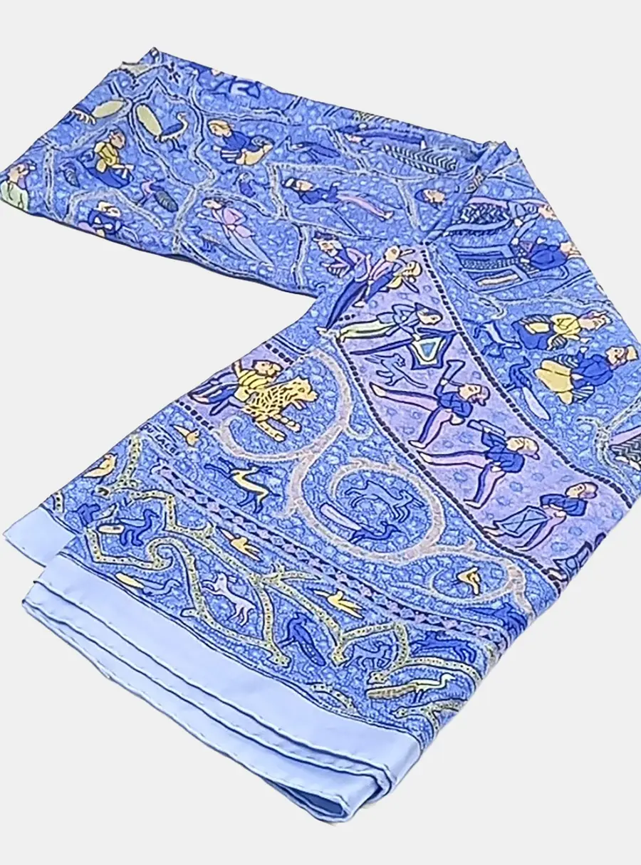 Herm&egrave;s silk blue scarf