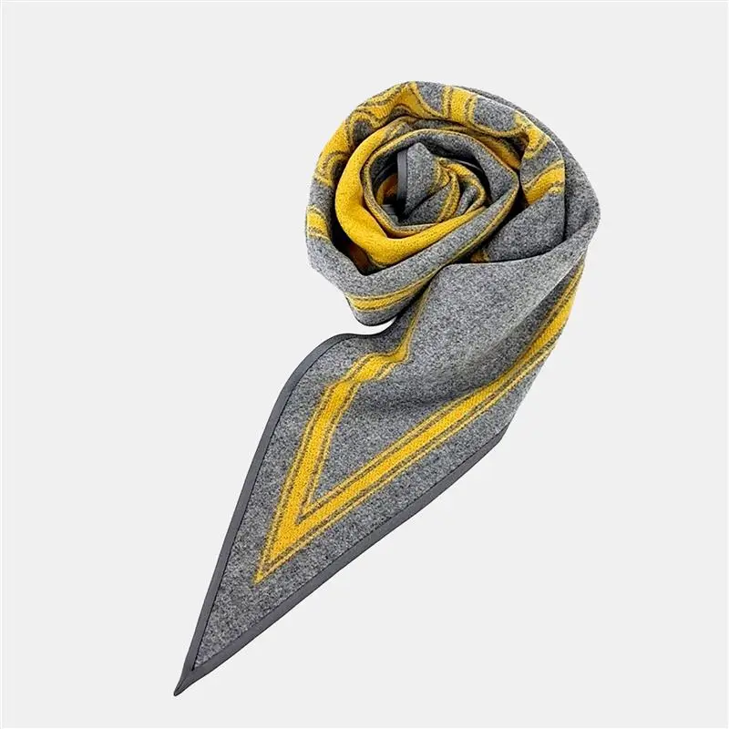 Herm&egrave;s Cashmere Mustard/Grey Triangle Scarf