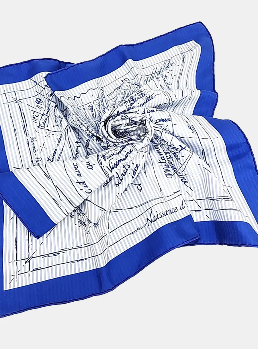 Hermes Blue/White Silk Scarf