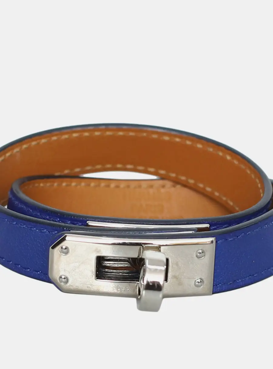 Hermes Swift Leather Dark Blue Kelly Double Tour Bracelet