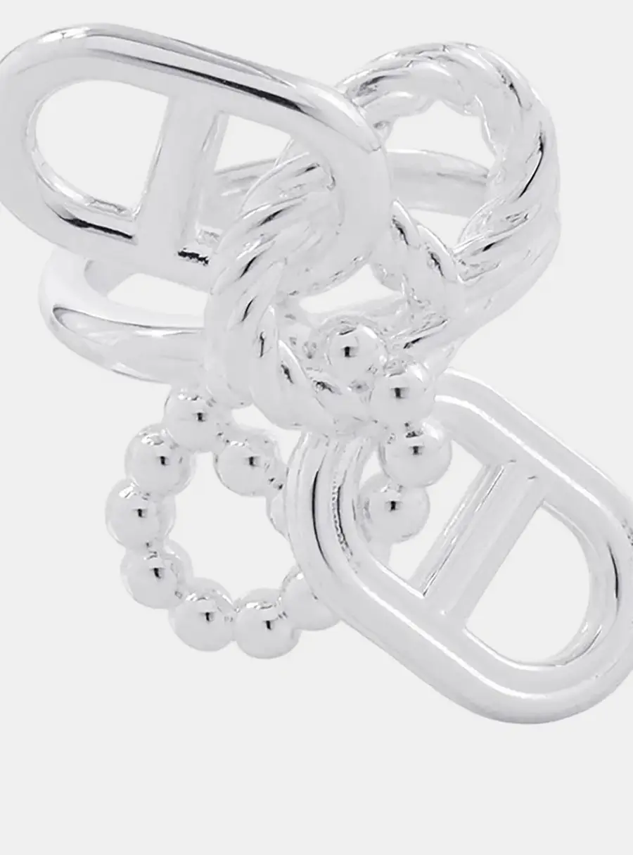 Hermes Chaine d'ancre Alea II 925 Sterling Silver Ring Size 54