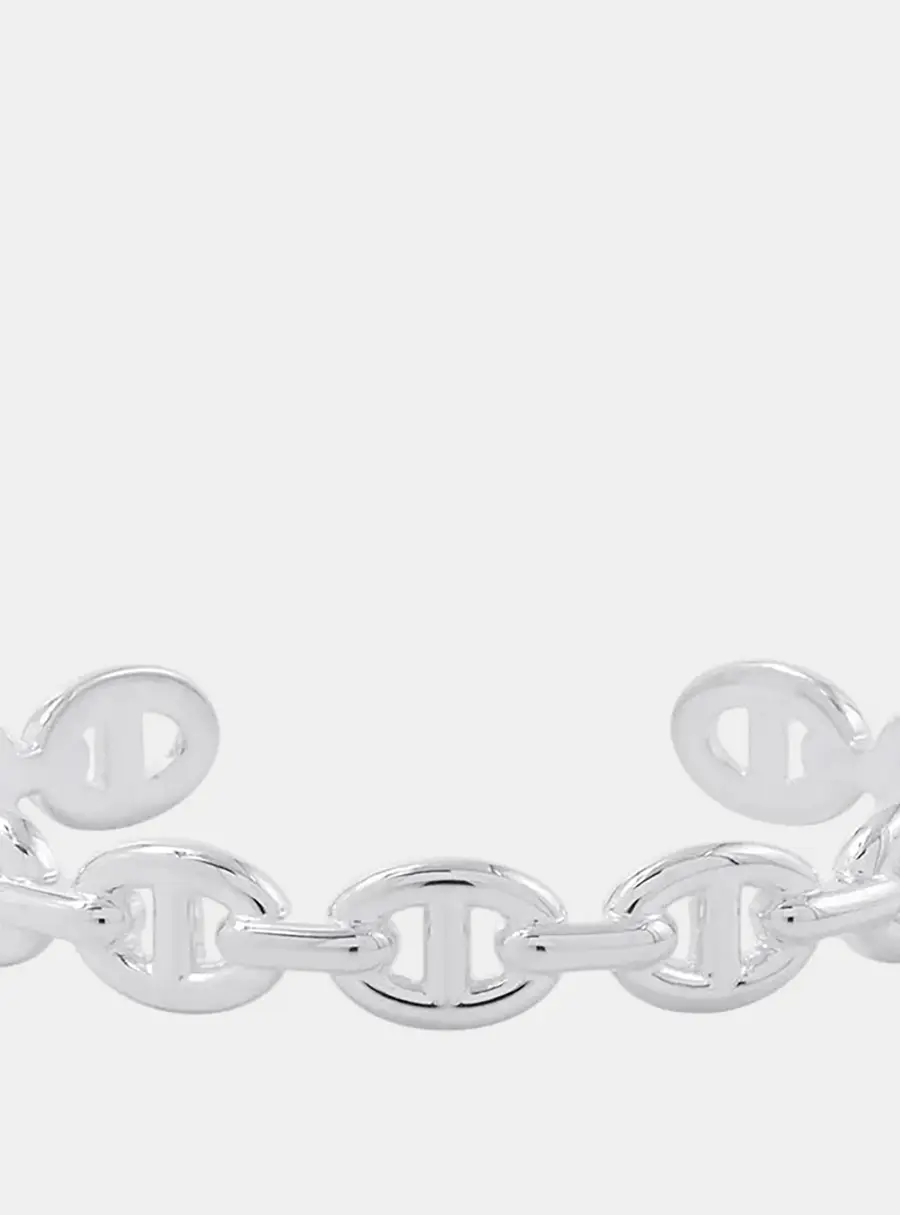 Hermes Chaine d'Ancre Enchainee MM Size SH Sterling Silver Cuff Bracelet