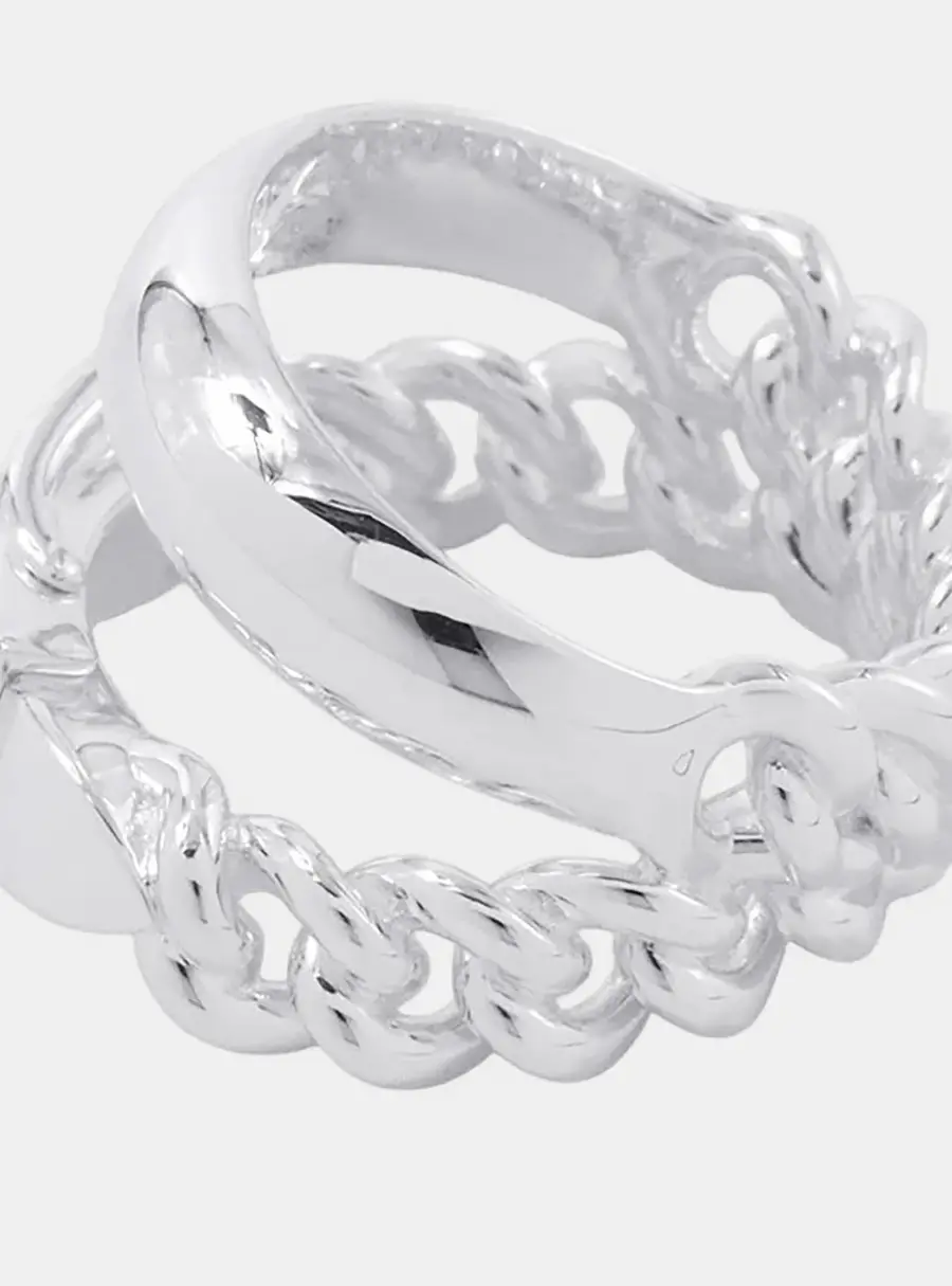 Hermes Boucle Sellier Inflexible Silver Ring 54