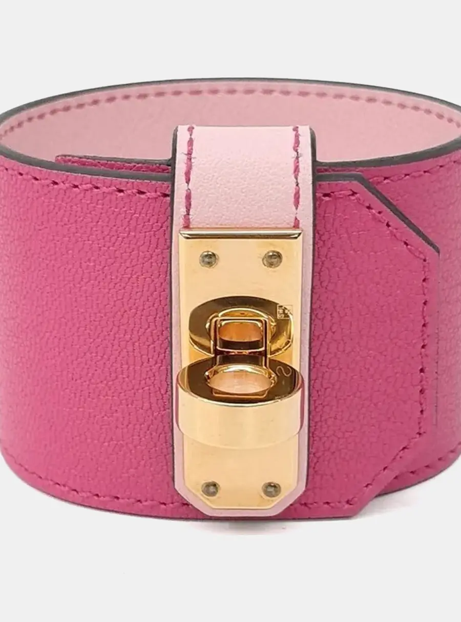 Herm&egrave;s Kelly Twist Pink Leather Bracelet (B)